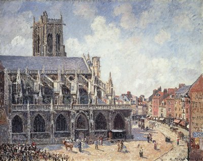 Kościół św. Jacquesa w Dieppe w porannym słońcu; Kościół Saint-Jacques w Dieppe Poranek, słońce 1901 autorstwa Camille Jacob Pissarro