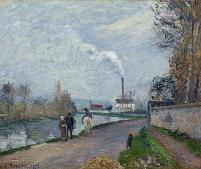 Oise w pobliżu Pontoise w szarej pogodzie, 1876 r. autorstwa Camille Jacob Pissarro