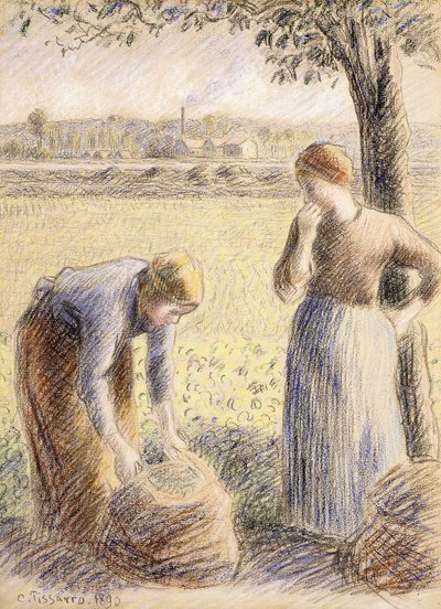 Zbieracze; Zbieranie, 1890 autorstwa Camille Jacob Pissarro