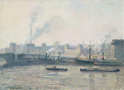 Most Saint-Sever, Rouen: Mgła, 1896 autorstwa Camille Jacob Pissarro