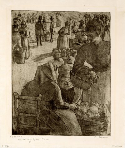 Targ warzywny w Pontoise, 1891 autorstwa Camille Jacob Pissarro
