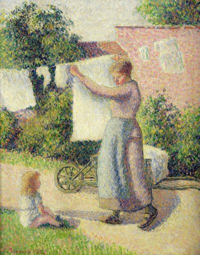 Kobieta wiesza pranie, 1887 autorstwa Camille Jacob Pissarro