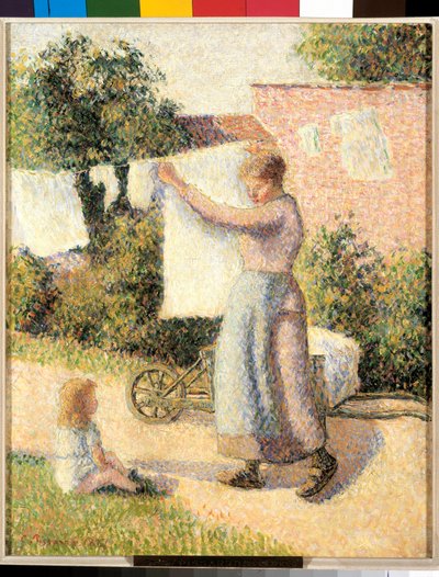 Kobieta rozciągająca płótno Obraz Camille Pissarro (1830-1903) 1887. wym. 0,41 x 0,32 m Paryż, musee d