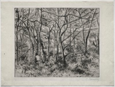 Zalesiony krajobraz w LHermitage, Pontoise, 1879. autorstwa Camille Jacob Pissarro