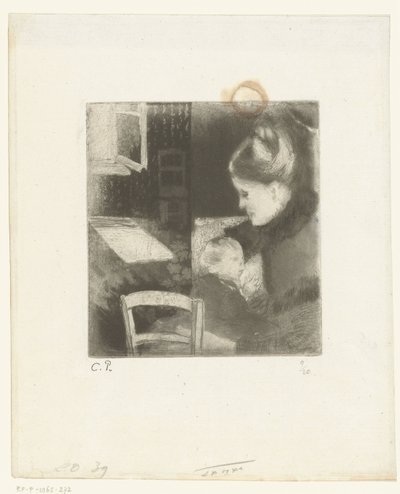 Kobieta karmiąca Enfant têtant sa mère autorstwa Camille Jacob Pissarro
