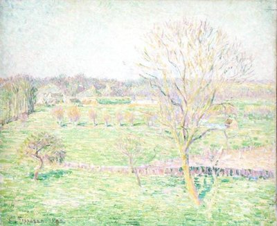 Pole z drzewem orzecha włoskiego na wiosnę autorstwa Camille Jacob Pissarro
