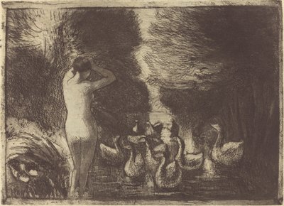 Kąpiący się z gęsiami, 1895. autorstwa Camille Pissarro