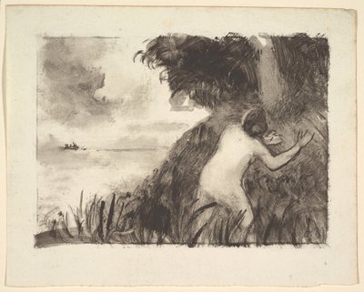 Kąpiący się wśród traw na brzegu, ok. godz. 1894. autorstwa Camille Jacob Pissarro