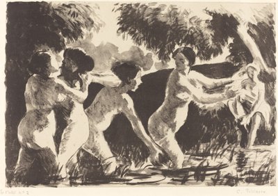 Zapasy kąpiących się Baigneuses luttants, 1896. autorstwa Camille Pissarro