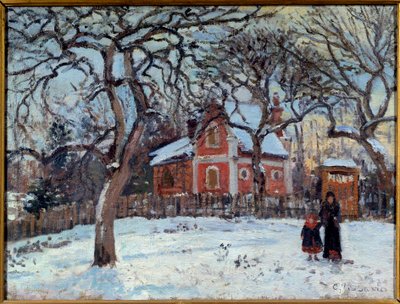 Kasztan i Louveciennes Krajobraz w śniegu. Obraz Camille Pissarro (1830-1903) 1872 Nd. 0,41x0,52 m Paryż, musee d