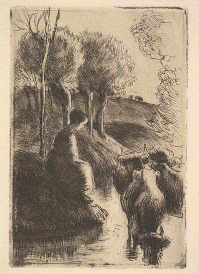 Pasterz w Waters Edge, 1890. autorstwa Camille Jacob Pissarro