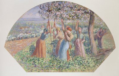 Projekt dla fana: Patyczki do grochu, 1890 autorstwa Camille Pissarro