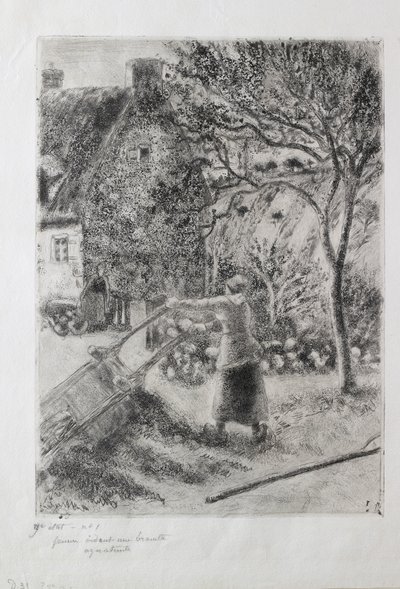 Kobieta opróżniająca taczkę, 1880 autorstwa Camille Pissarro
