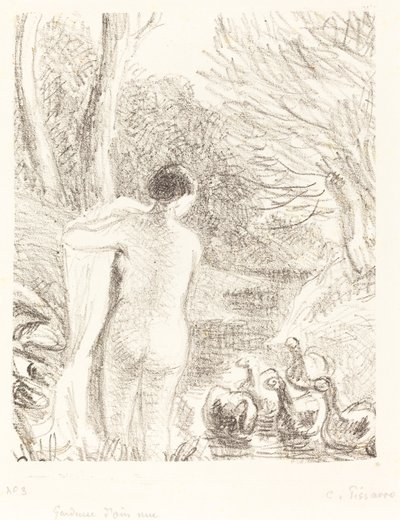 Naga gęś dziewczyna, ok. 1897. autorstwa Camille Pissarro