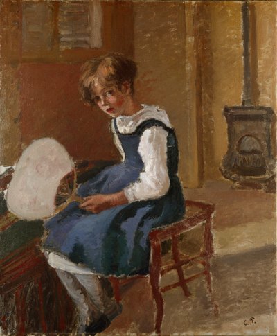 Jeanne trzymająca wachlarz, c1873 autorstwa Camille Pissarro