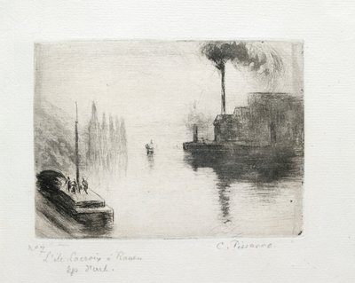 Wyspa Lacroix, Rouen, 1883 autorstwa Camille Pissarro