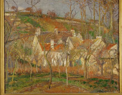 Les Toits Rouges, wiejski zakątek, efekt zimy (olej na płótnie) autorstwa Camille Pissarro
