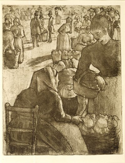 Targ warzywny w Pontoise autorstwa Camille Pissarro