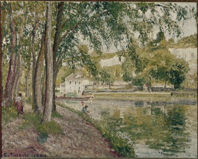 Moret, Kanał Loing: droga do Saint Mammes. (olej na płótnie autorstwa Camille Jacob Pissarro