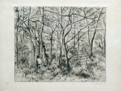 Krajobraz pod lasem, w Ermitażu Pontoise, 1879 autorstwa Camille Pissarro