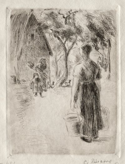 Wieśniaczka niosąca wiadra autorstwa Camille Pissarro