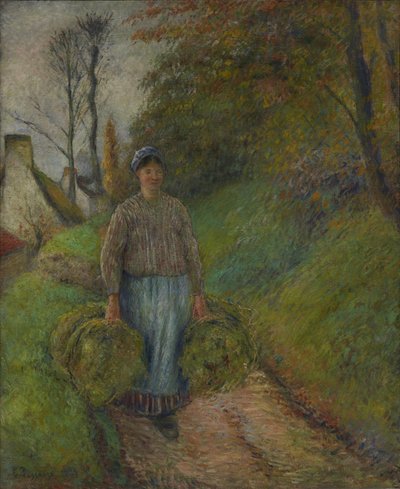 Wieśniaczka niosąca dwie wiązki siana autorstwa Camille Pissarro