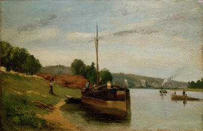 Barki na Sekwanie autorstwa Camille Jacob Pissarro