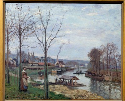 Port Marly (Port-Marly), pralnia Widok na pralnię na Sekwanie. Obraz Camille Pissarro (1830-1903) 1872 Nd. 0,46x0,56 m Paryż, musee d