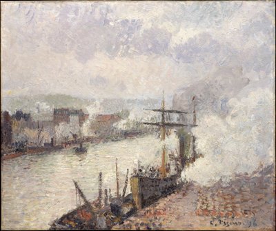 Parowce w porcie Rouen autorstwa Camille Pissarro