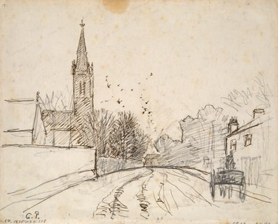 Studium Upper Norwood, Londyn, z kościołem Wszystkich Świętych, 1871 autorstwa Camille Pissarro
