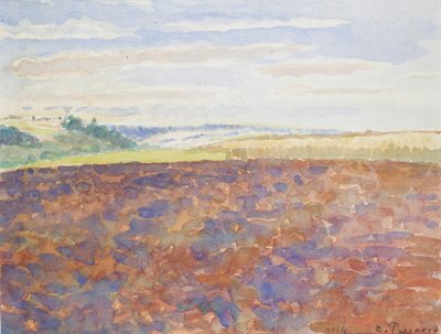 Studium krajobrazu z zaoranym polem, Eragny-sur-Epte, c1886-1890 autorstwa Camille Pissarro