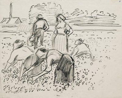 Studium pięciu chłopów pracujących w polu, 1887 autorstwa Camille Pissarro