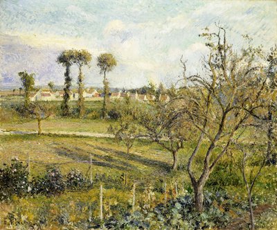 Zachód słońca w Valhermeil, niedaleko Pontoise; Zachód słońca w Valhermeil, niedaleko Pontoise, 1880 autorstwa Camille Jacob Pissarro