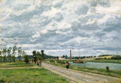 The Banks Of The Oise Near Pontoise (óleo sobre tela)polonês autorstwa Camille Pissarro