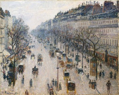 Boulevard Montmartre w zimowy poranek autorstwa Camille Jacob Pissarro