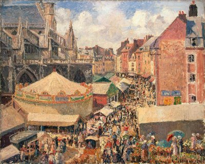 Jarmark w Dieppe, Słoneczny poranek, 1901. autorstwa Camille Pissarro