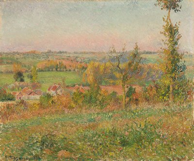 Wzgórza Thierceville widziane z wiejskiej drogi, okolice Eragny; Zbocza Thierceville widziane z jaskini, okolice Eragny, 1884 autorstwa Camille Jacob Pissarro