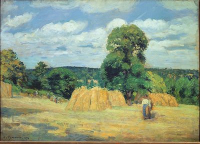 Żniwa w Montfoucault w Mayenne (olej na płótnie) autorstwa Camille Jacob Pissarro
