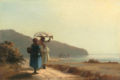 Dwie kobiety rozmawiające nad morzem, St. Thomas autorstwa Camille Pissarro