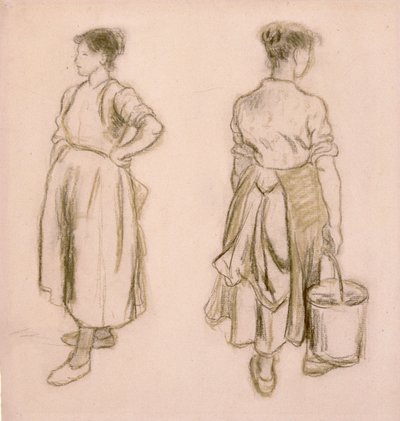„Dwa studia dziewczynki”, 1890 autorstwa Camille Pissarro