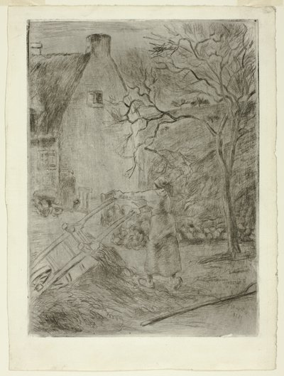 Kobieta opróżniająca taczkę autorstwa Camille Pissarro