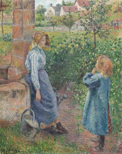 Kobieta i dziecko przy studni, 1882. autorstwa Camille Pissarro