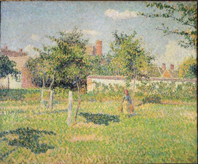 Kobieta na łące pod Eragny (lub Wiosenne słońce na łące Eragny - olej na płótnie) autorstwa Camille Jacob Pissarro