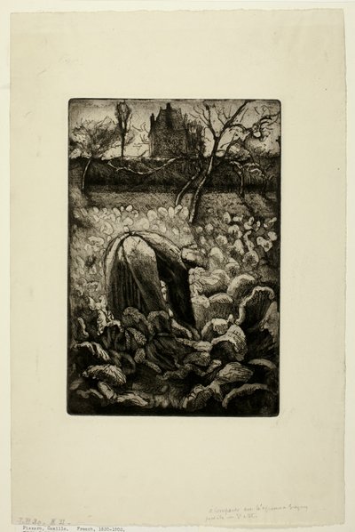 Kobieta w ogrodzie kuchennym autorstwa Camille Pissarro
