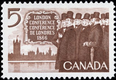 Kanadyjski znaczek na konferencji londyńskiej autorstwa Canadian School
