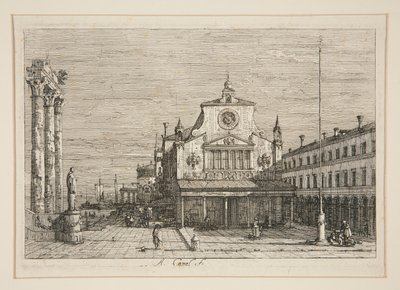 Wyimaginowany widok S. Giacomo di Rialto, z serii Vedute (Widoki) autorstwa Canaletto (Giovanni Antonio Canal)