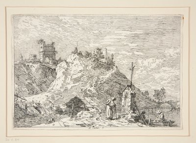Pejzaż z pielgrzymem na modlitwie, z cyklu Weduta (Widoki) autorstwa Canaletto (Giovanni Antonio Canal)
