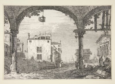 Le Portique a la lanterne (Portyk z latarnią), z cyklu Vedute (Widoki) autorstwa Canaletto (Giovanni Antonio Canal)
