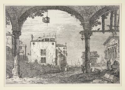 Le Portique a la lanterne (Portyk z latarnią), z cyklu Vedute (Widoki) autorstwa Canaletto (Giovanni Antonio Canal)