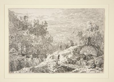 Pejzaż górski z pięcioma mostami z cyklu Weduta (Widoki) autorstwa Canaletto (Giovanni Antonio Canal)